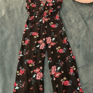 Xhilaration Black Floral Jumpsuit